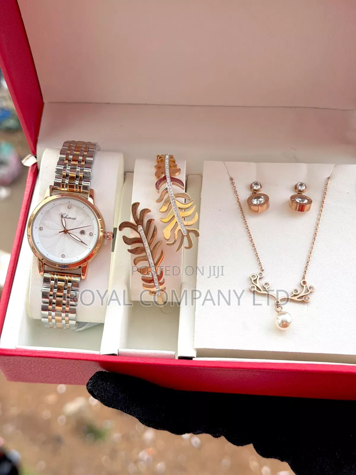 Ladies Valentine Gift Package, Watch, Necklace, Ear Ring