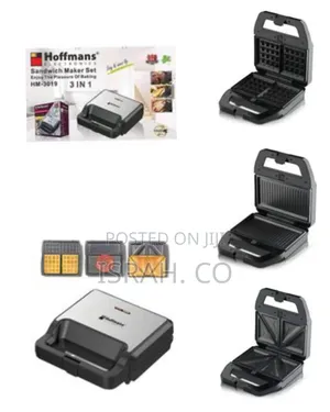 Hoffmans 3 in 1 Waffle Maker Sandwich Machine Barbecue Electric Baking