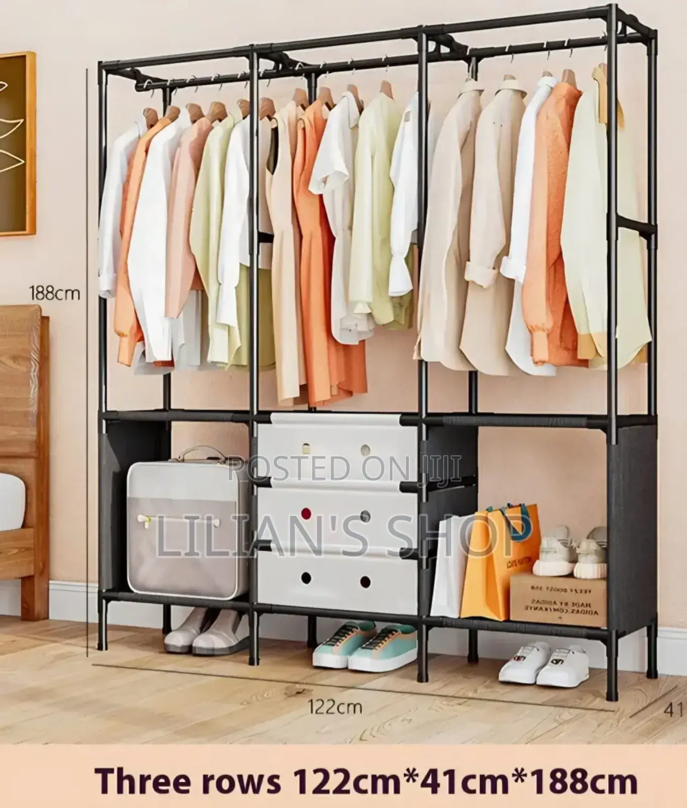 Freestanding Metal Garment Rack Or Portable Closet