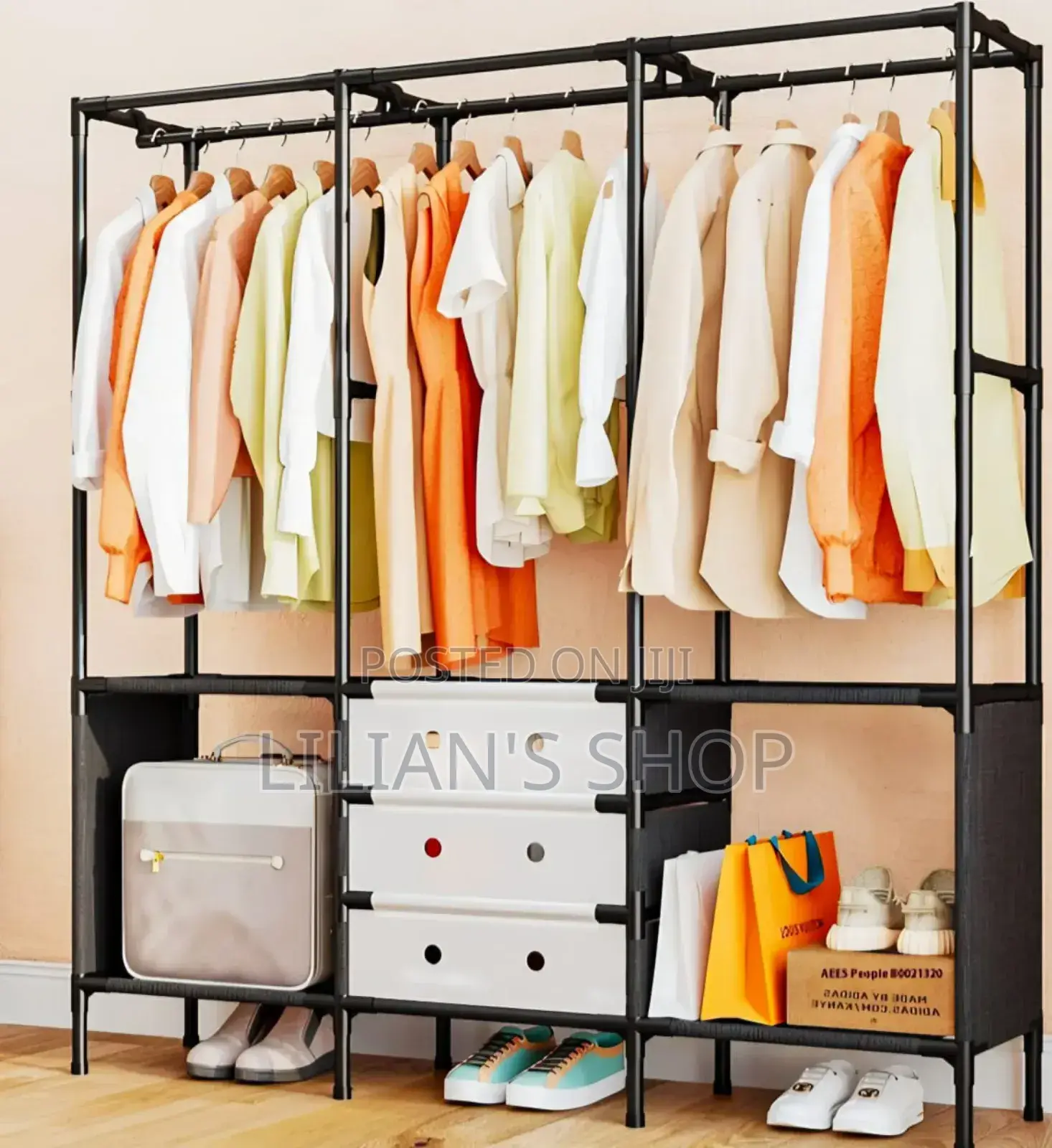 Freestanding Metal Garment Rack Or Portable Closet
