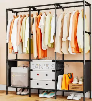 Freestanding Metal Garment Rack Or Portable Closet
