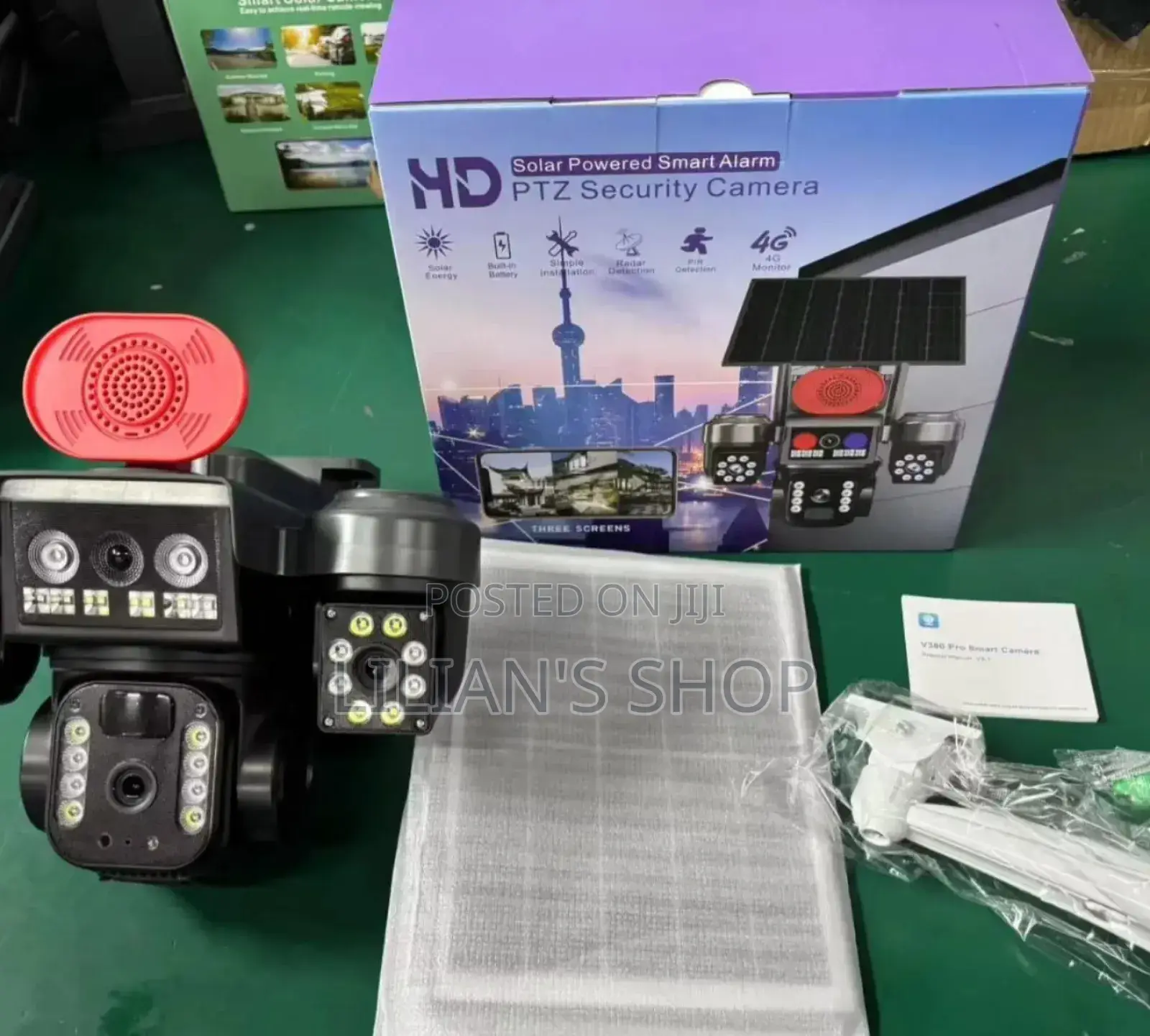 V380 Pro Solar-Powered Smart Alarm PTZ Security Camera System