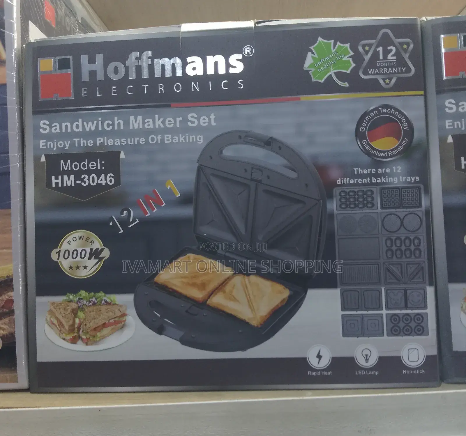 Hoffmans Sandwich Maker Set 12 in 1 (Hm-3046) - 12 Months Warranty