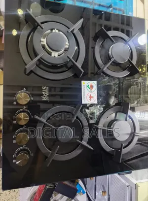 Winningstar 4-Burner Black Tempered Glass Gas Hob.