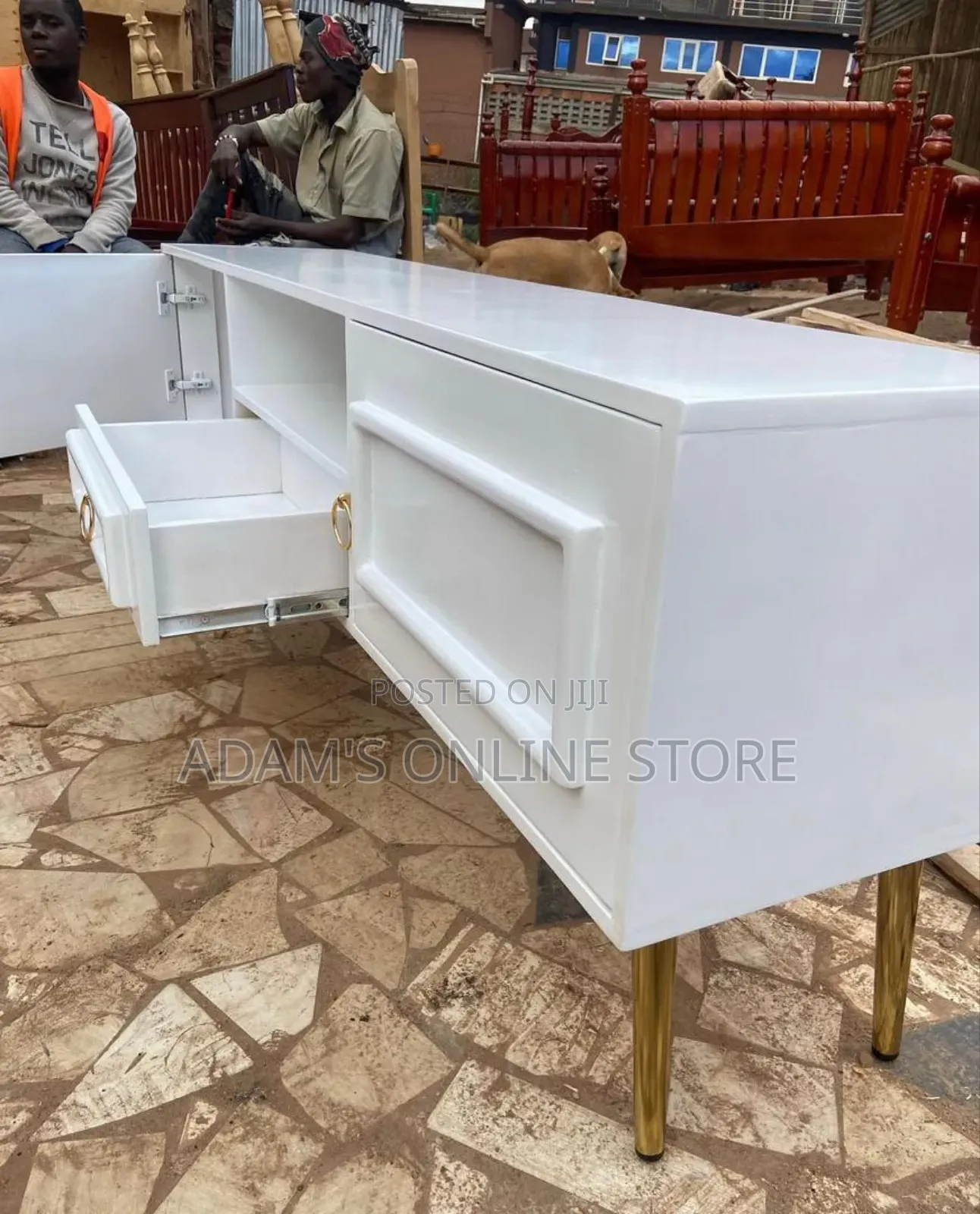 White Tv Stand Unit With Gold Stand