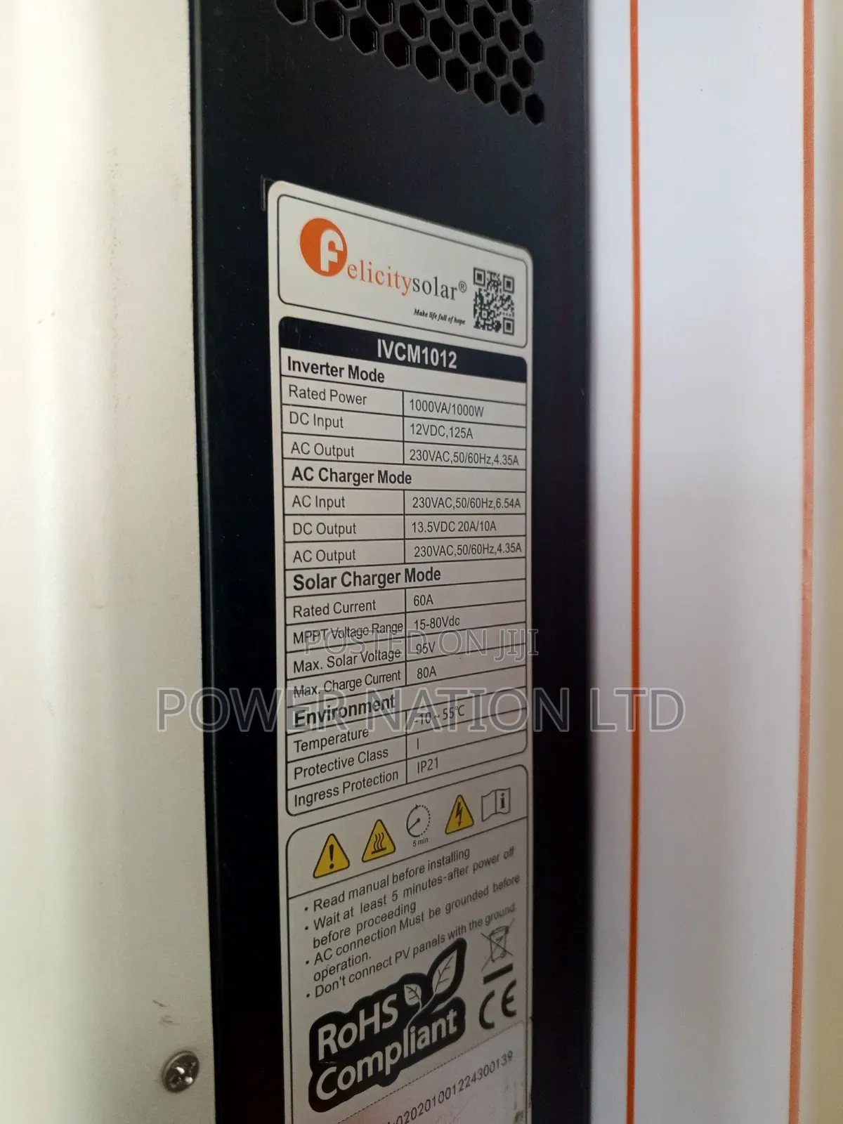 1000w / 1kva 12v Felicity Hybrid Smart Inverter (Green Energy)