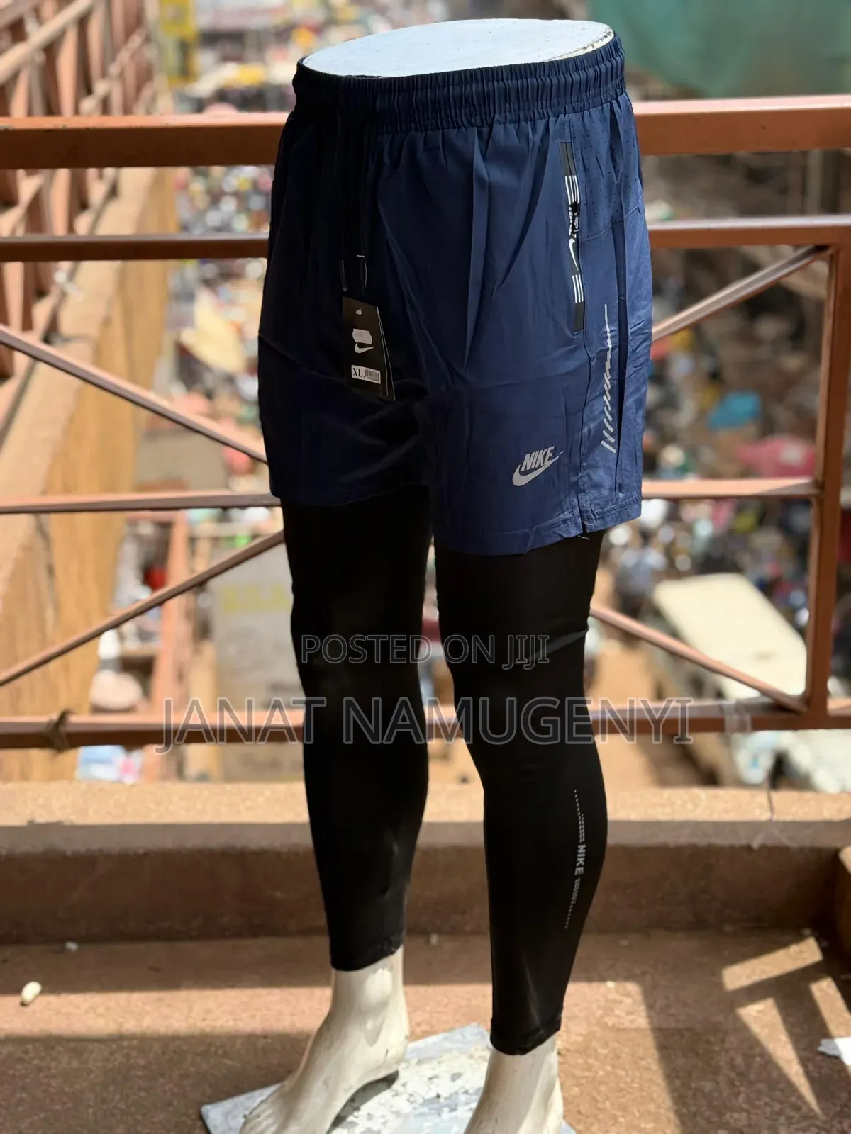 Blue Gym Shorts With Inside Leggings