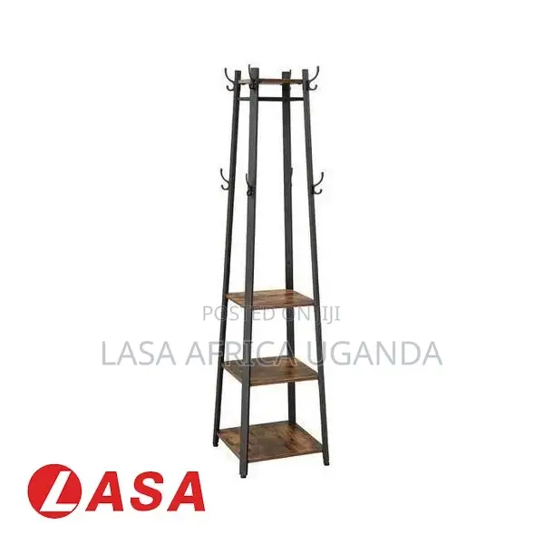 Coat Rack With 3-Shelf Stand for Hanging Bags and Clothes