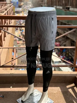 Gray Gym Shorts With Black Inside Leggings