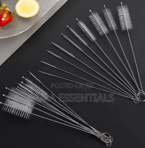 Set of Nylon and Stainless Steel Straw and Tube Cleaning Brushes