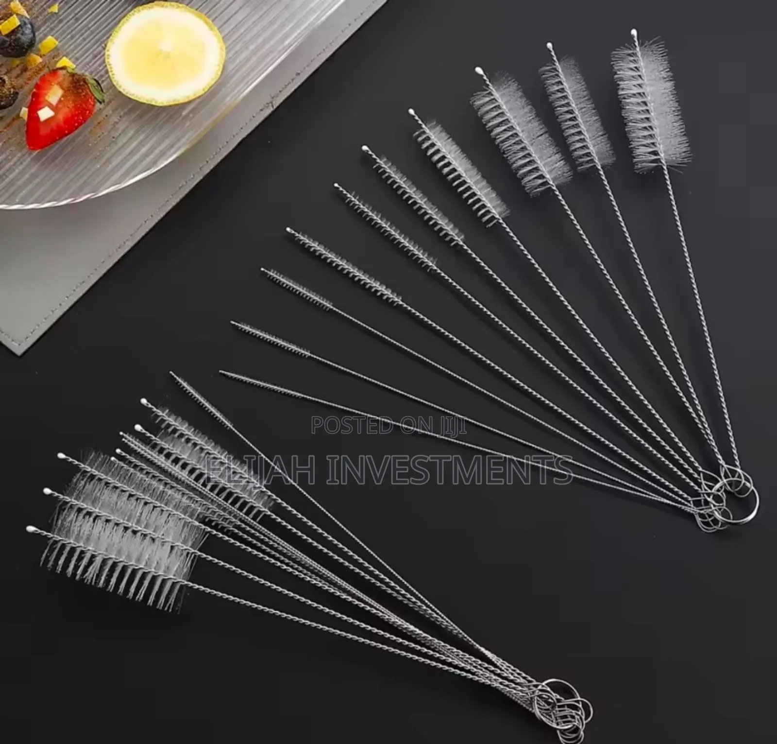 Set of Nylon and Stainless Steel Straw and Tube Cleaning Brushes