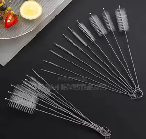 Set of Nylon and Stainless Steel Straw and Tube Cleaning Brushes