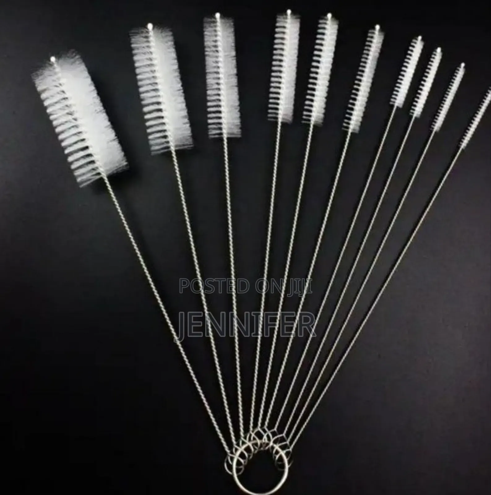 Set of Nylon and Stainless Steel Straw and Tube Cleaning Brushes.