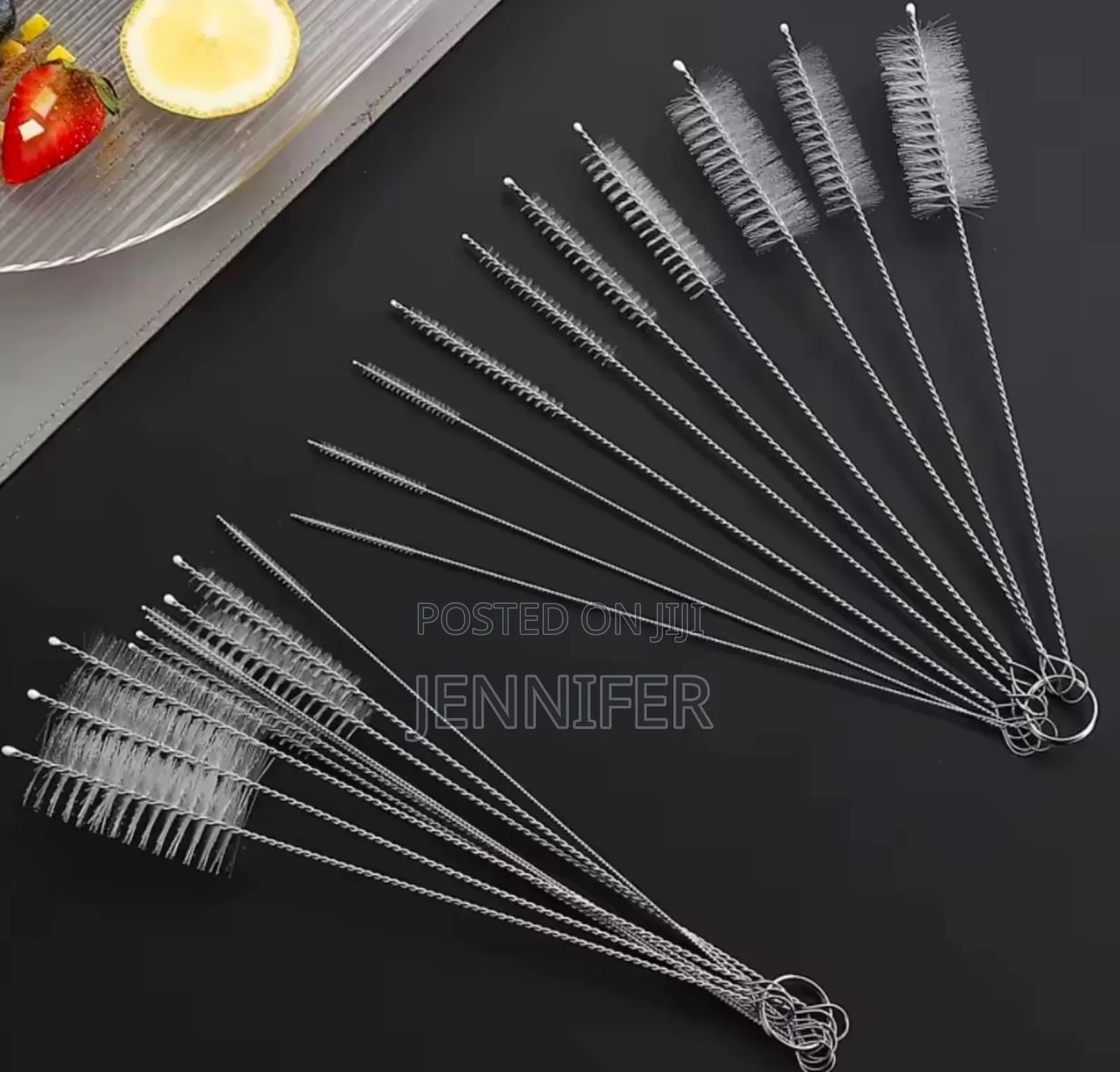 Set of Nylon and Stainless Steel Straw and Tube Cleaning Brushes.