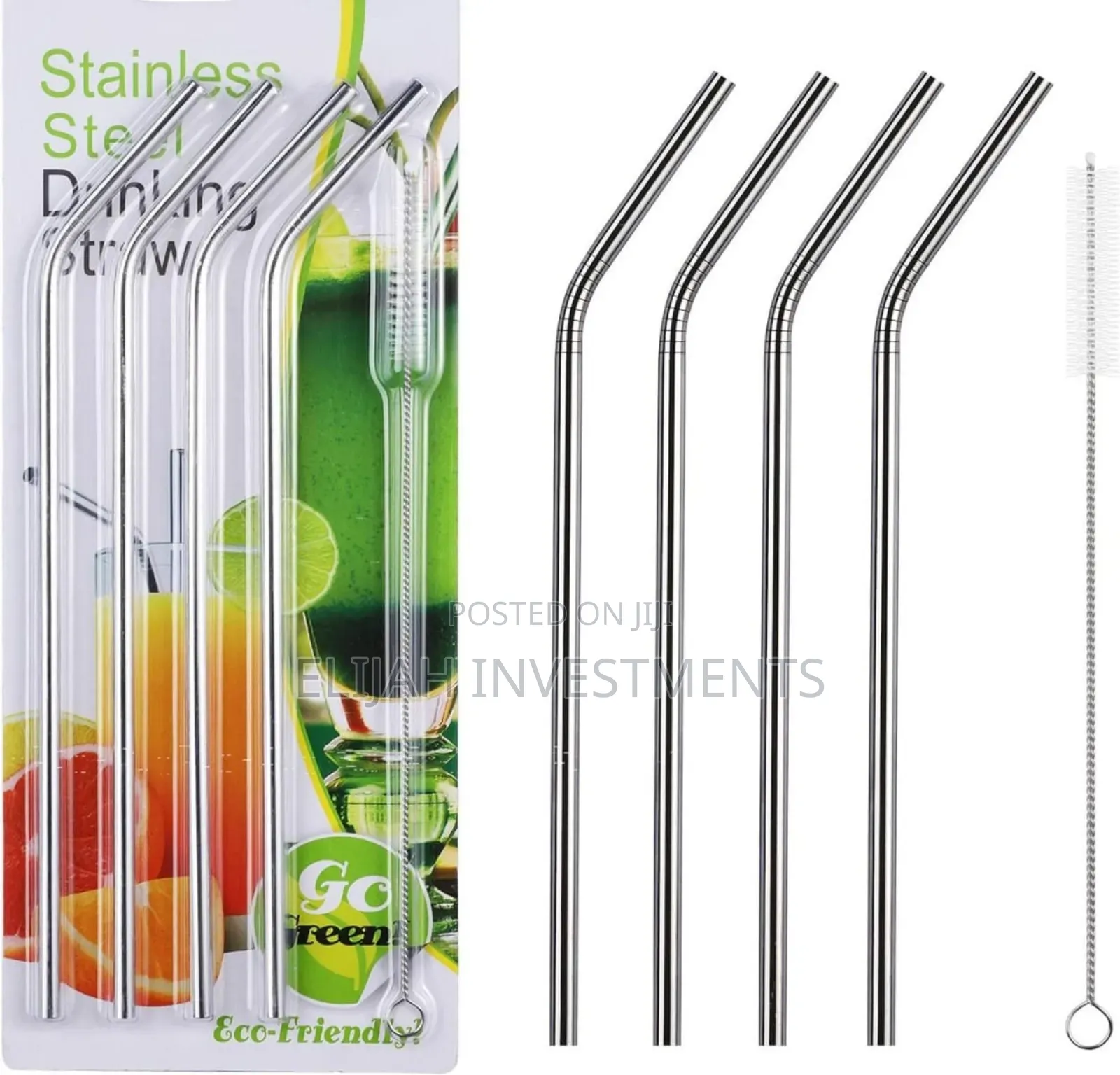 4pcs Reusable Metal Drinking Straws