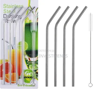 4pcs Reusable Metal Drinking Straws