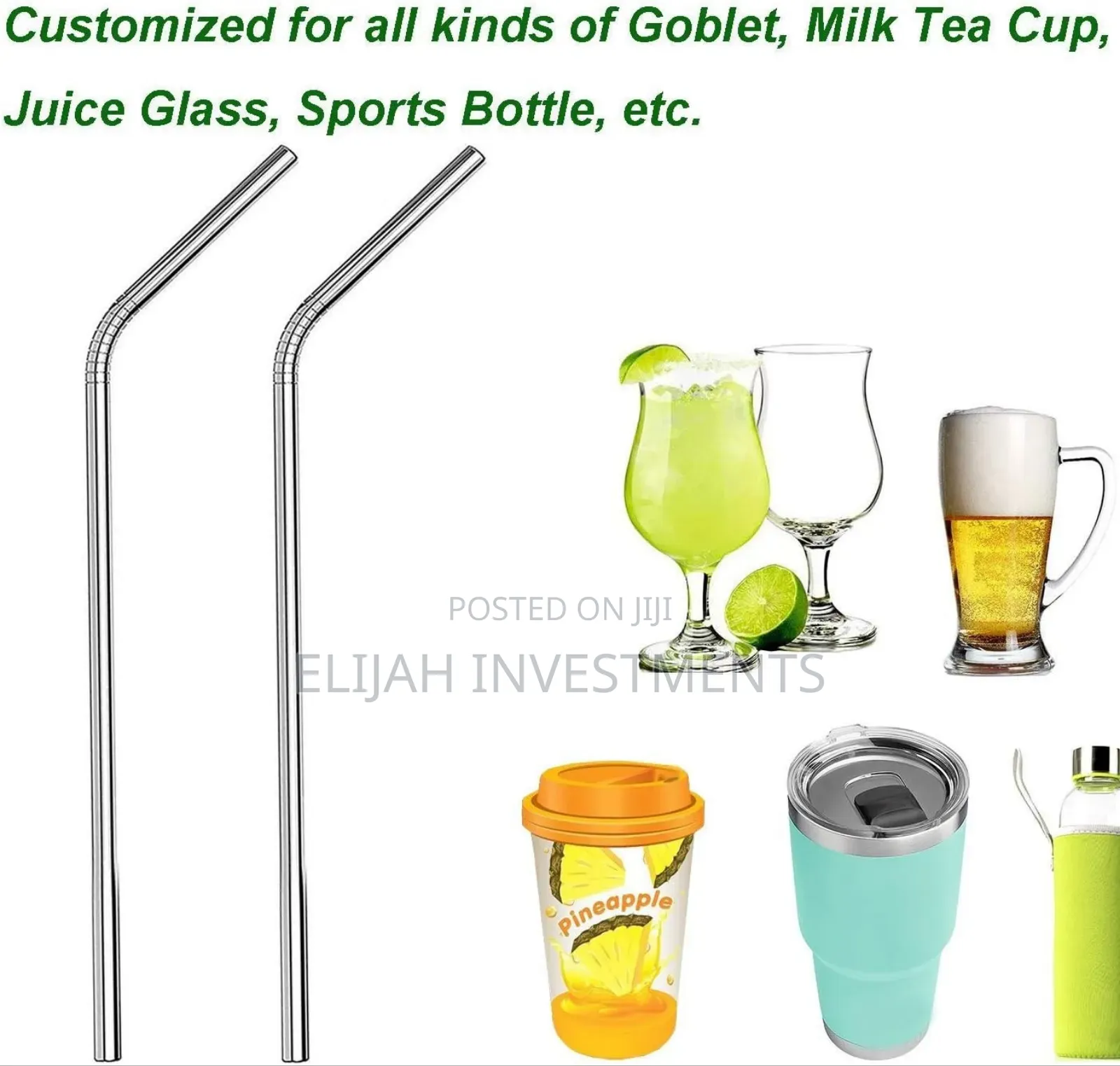 4pcs Reusable Metal Drinking Straws
