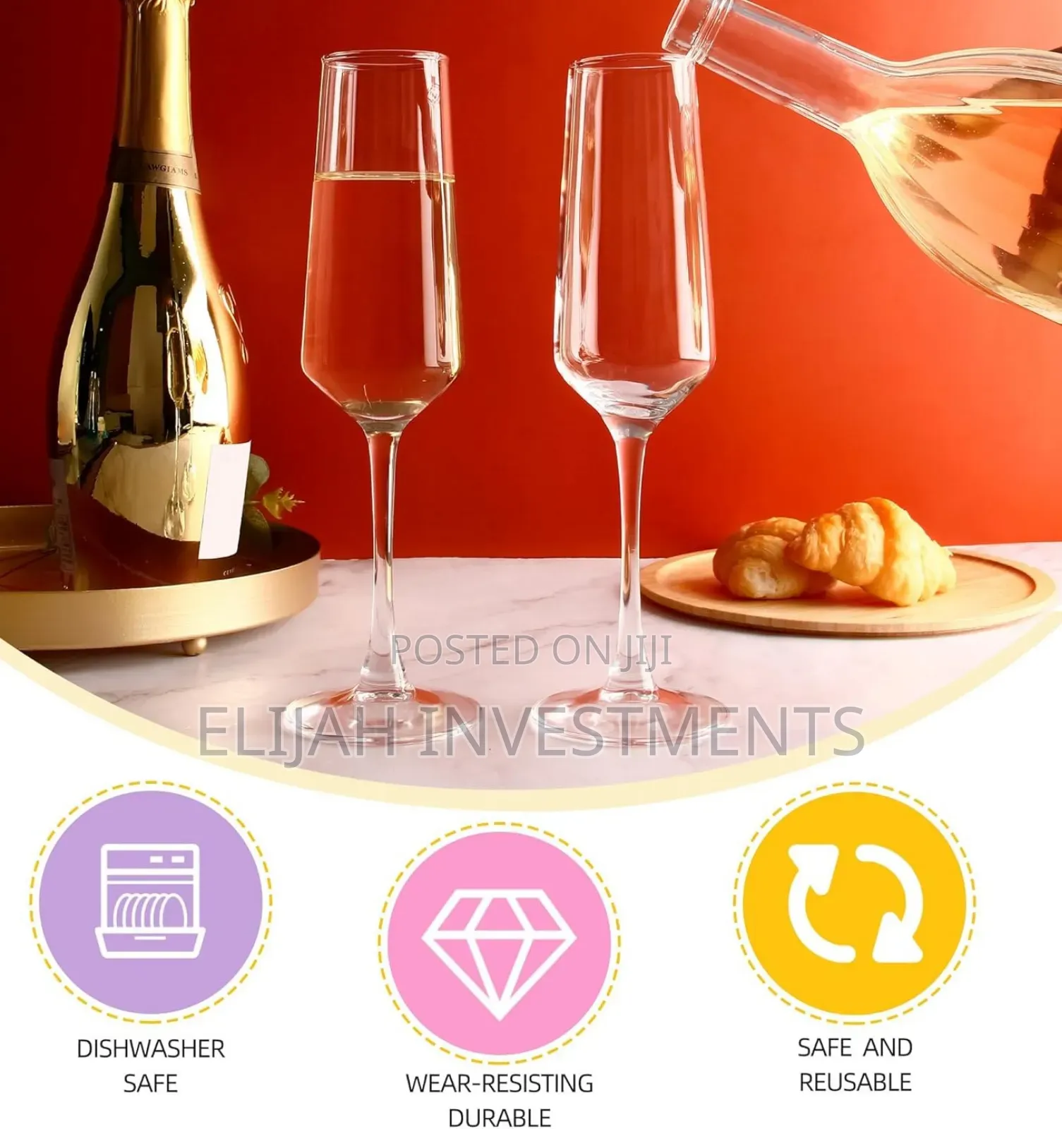 6pcs Elegant Champagne Flutes/Champagne Glasses