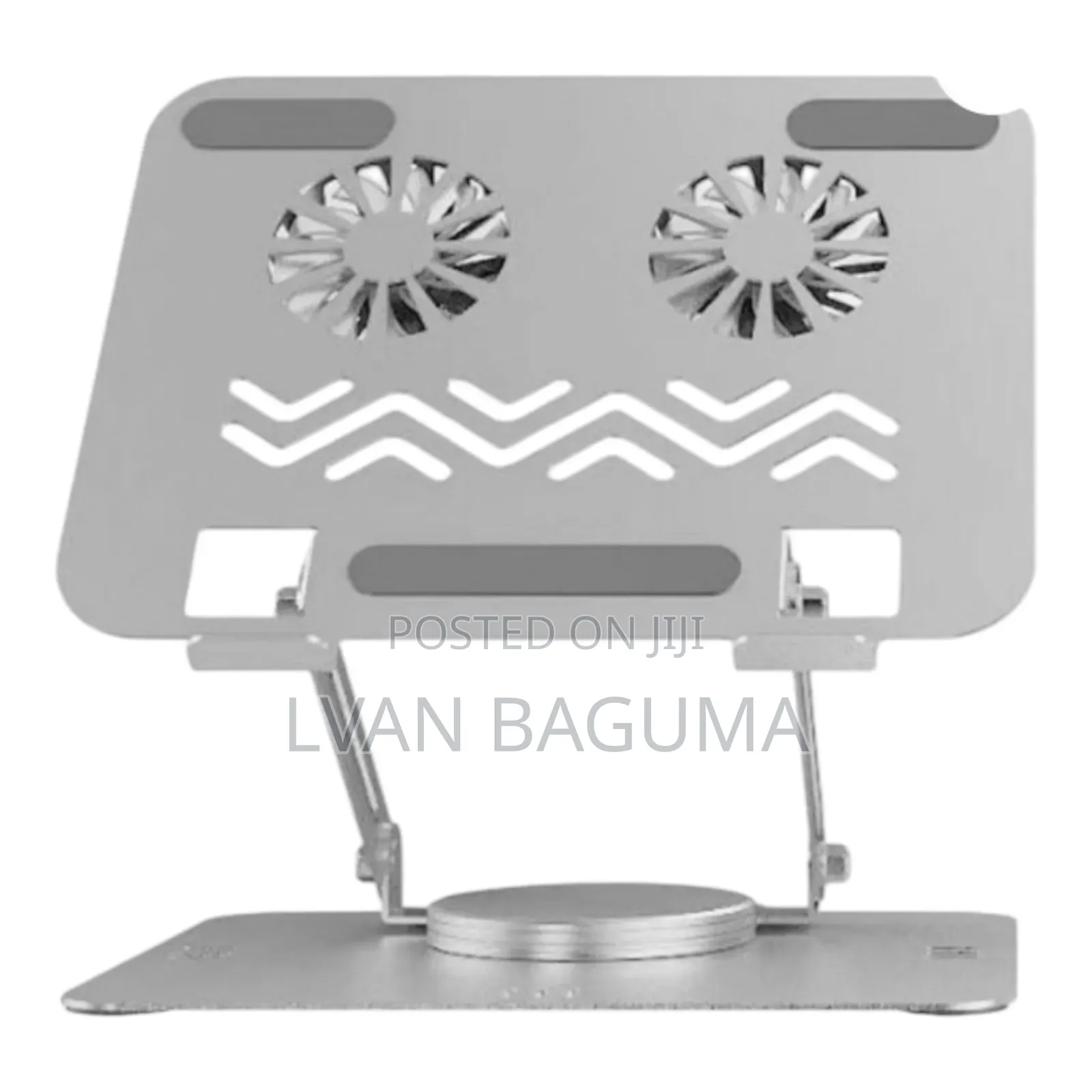 Adjustable Laptop Stand With Dual Cooling Fans – 360° Rotating Base