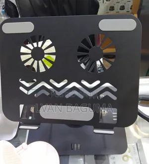 Adjustable Laptop Stand With Dual Cooling Fans – 360° Rotating Base