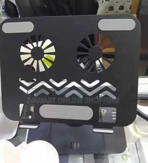 Adjustable Laptop Stand With Dual Cooling Fans – 360° Rotating Base