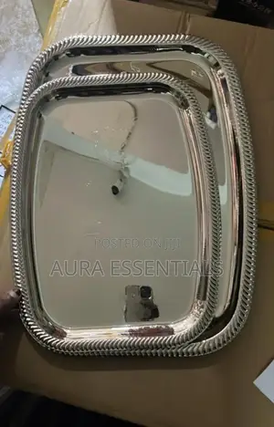 2pcs Stainless Steel or Silver-Plated Serving Trays