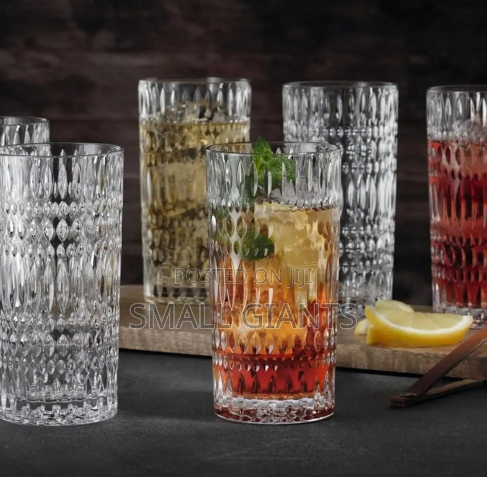 6pcs Long Crystal Clear Cocktail Glasses