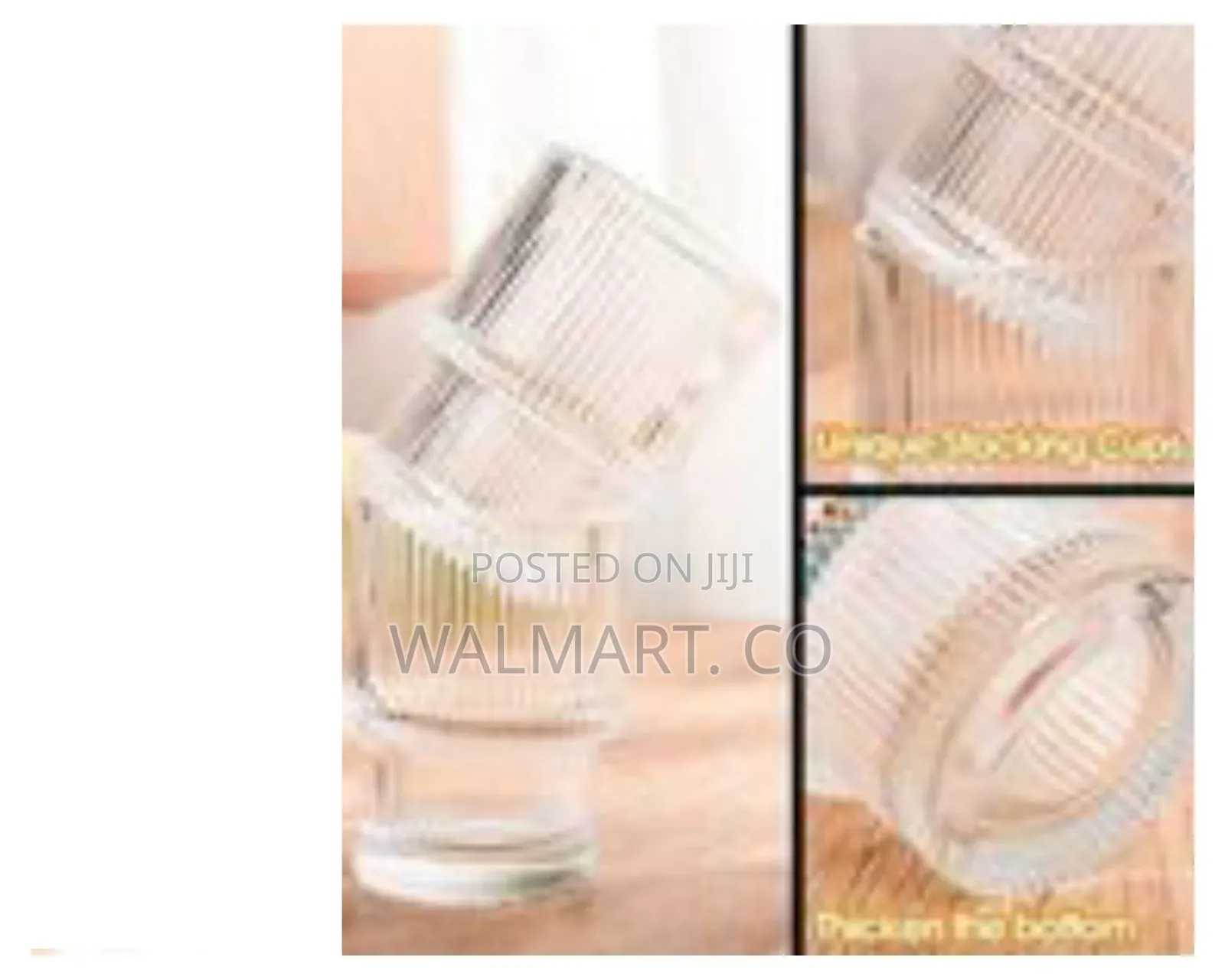 Set of 6 Ribbed Glass Tumblers-Transparent