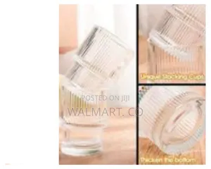 Set of 6 Ribbed Glass Tumblers-Transparent