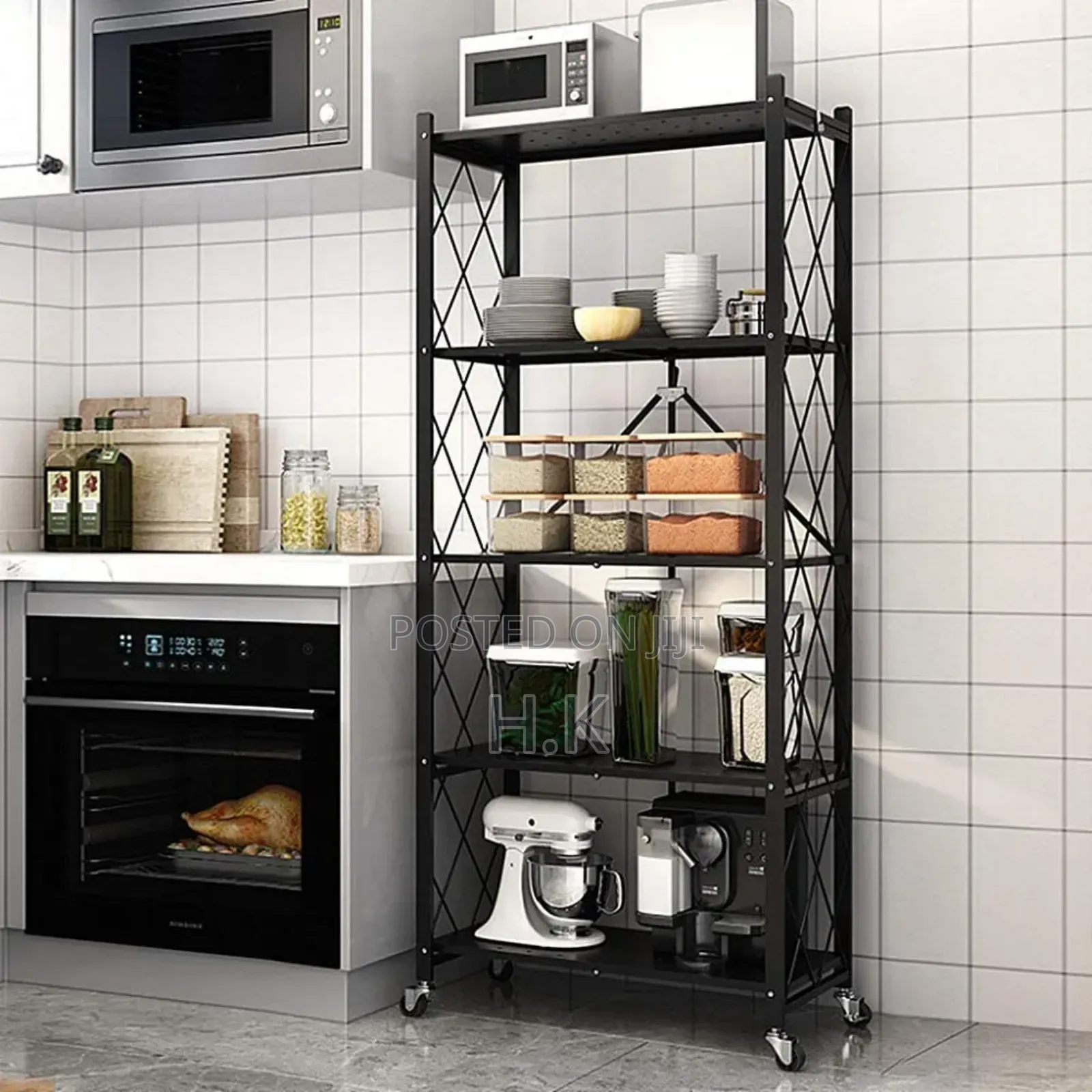 Multifunctional 5 Shelf Vintage Style Metal Organizer Rack
