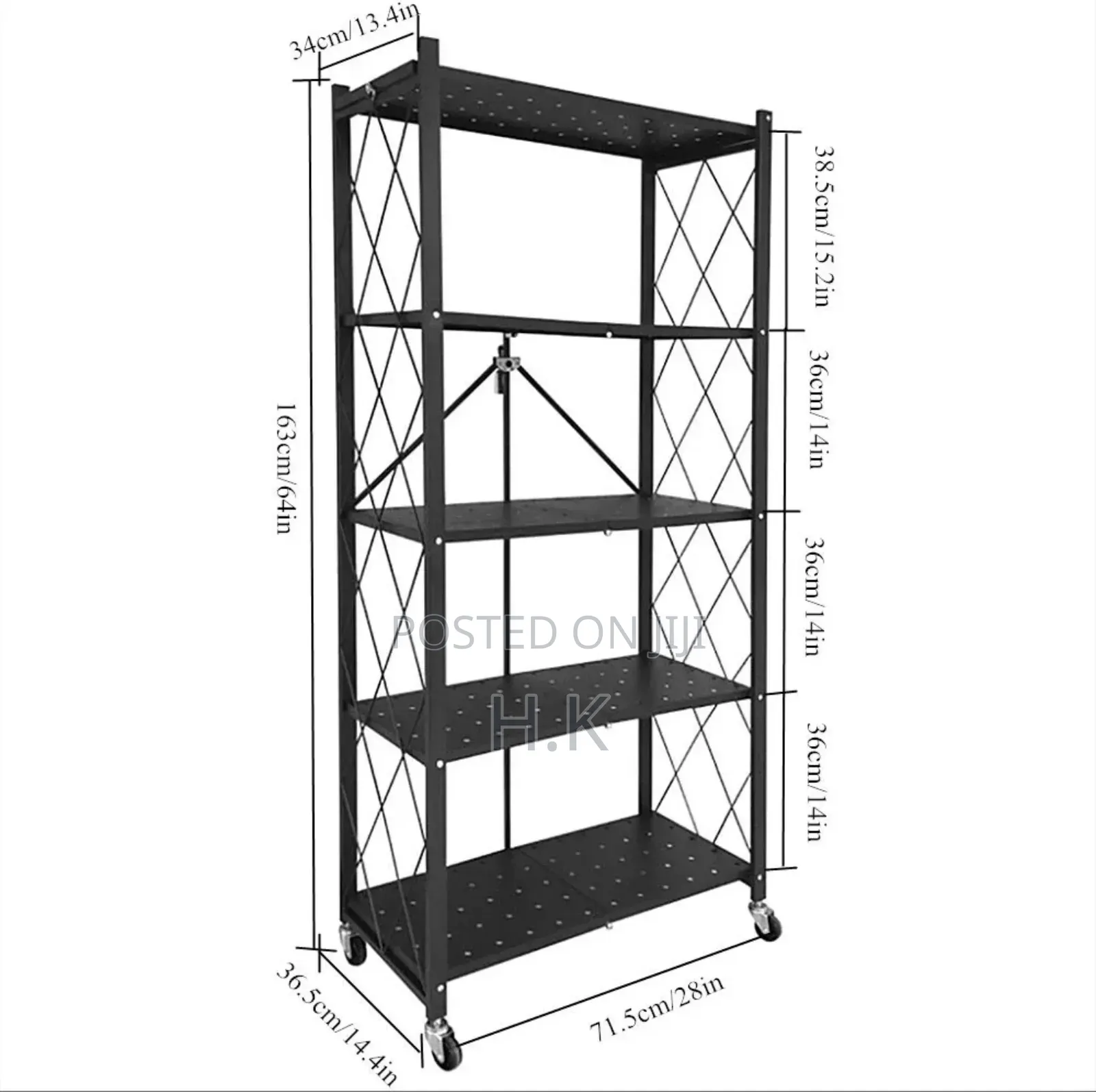 Multifunctional 5 Shelf Vintage Style Metal Organizer Rack