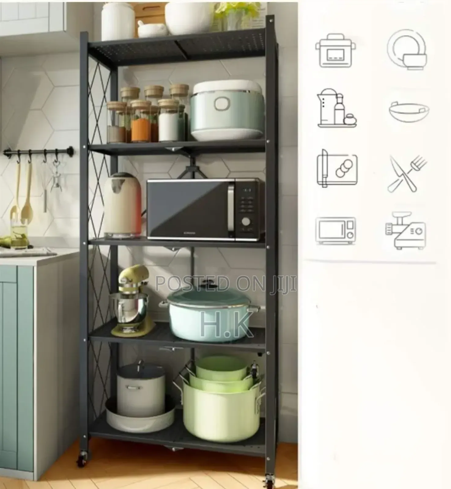 Multifunctional 5 Shelf Vintage Style Metal Organizer Rack