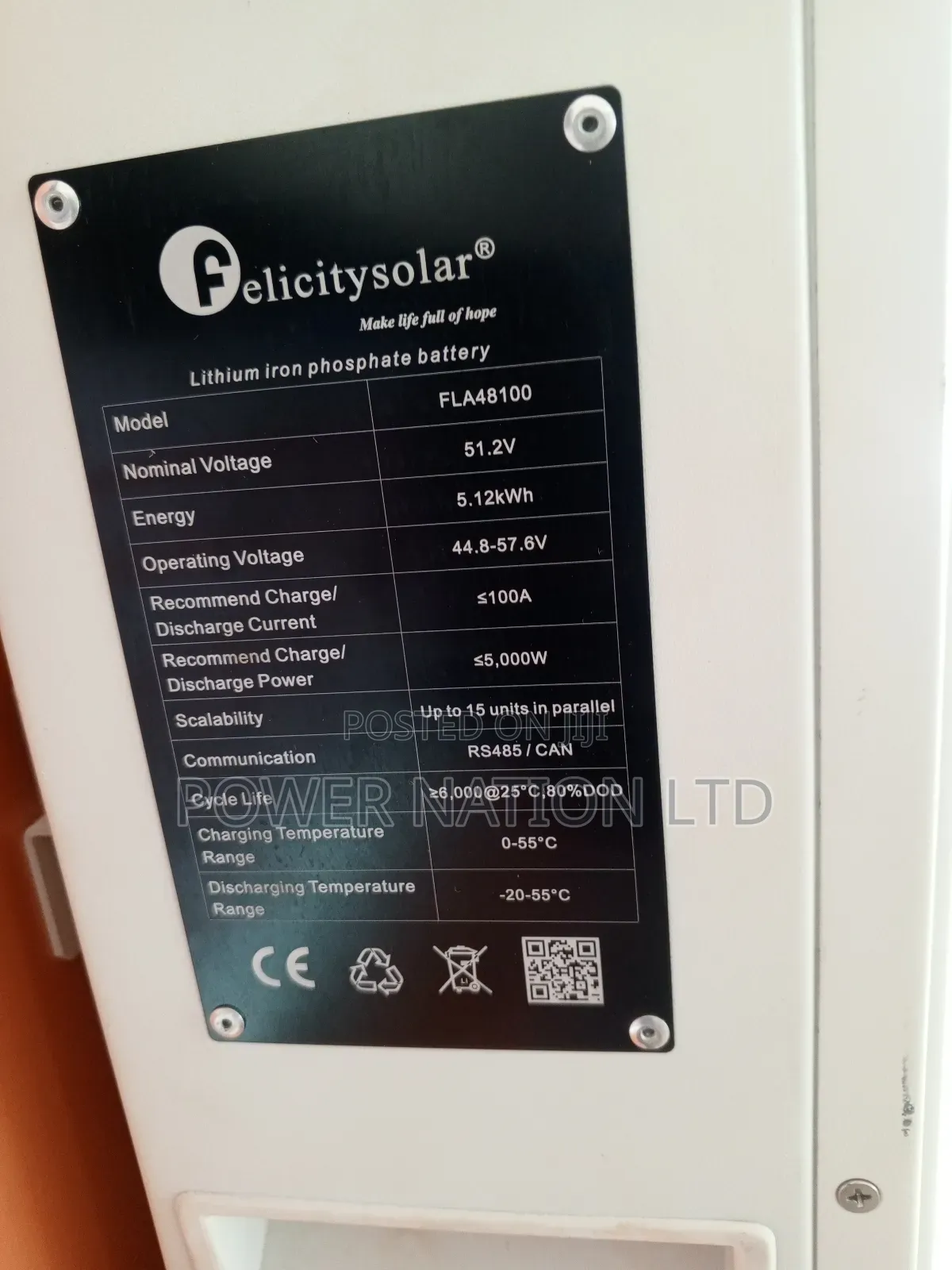 5kwh 100ah 48v Felicity Lithium Iron Battery (Green Energy)