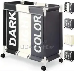 3-Section Laundry Sorter With a PVC Pipe Frame and Wheels.