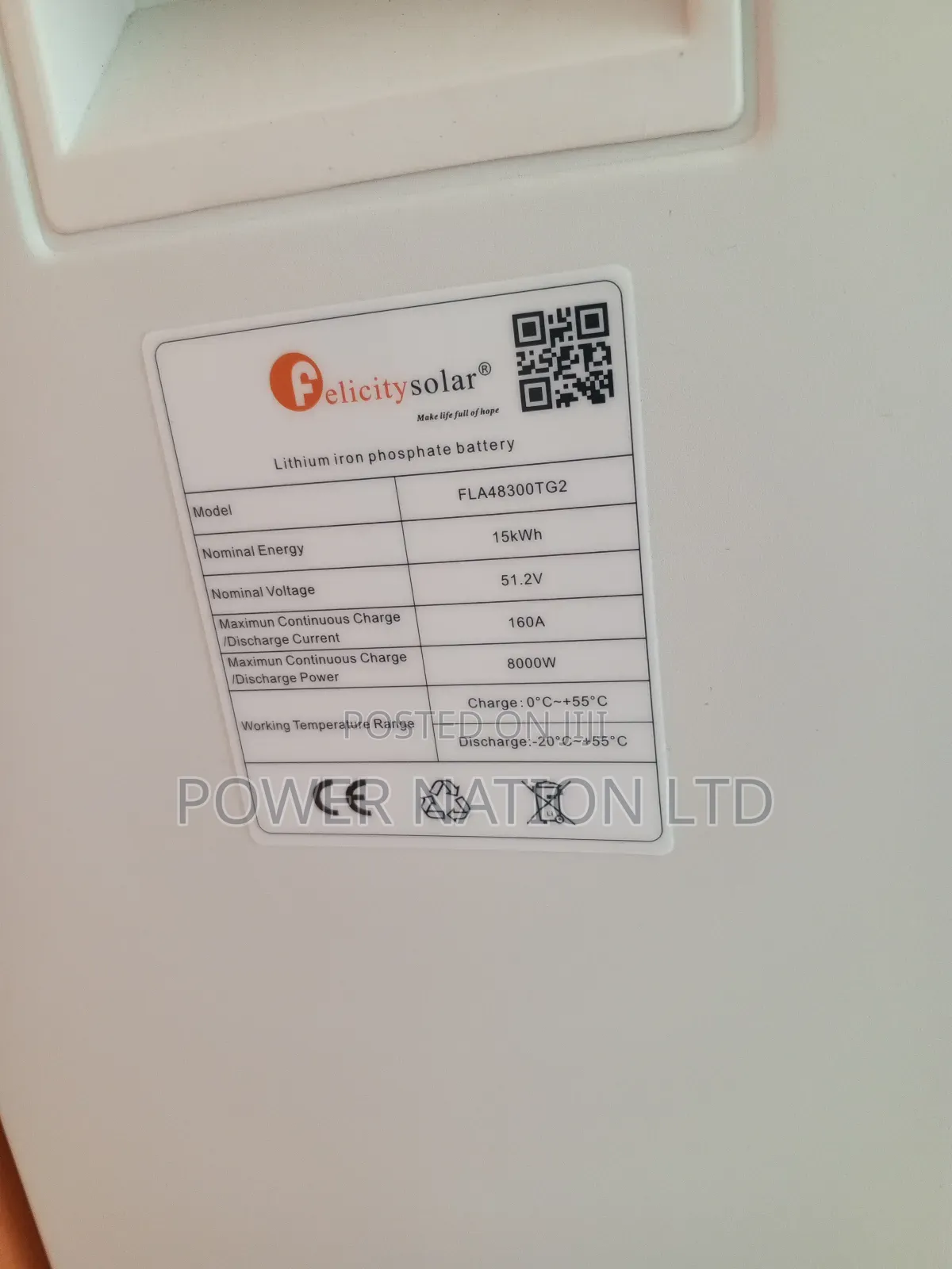 15kwh 300ah 48v Felicity Lithium Iron Battery (Green Energy)