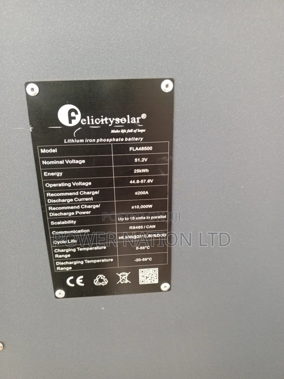 25kwh 500ah 48v Felicity Lithium Iron Battery (Green Energy)