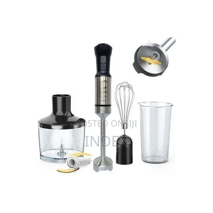Hoffmans 4 in 1 Hand Blender With Whisk and Mincer-Silver/Black