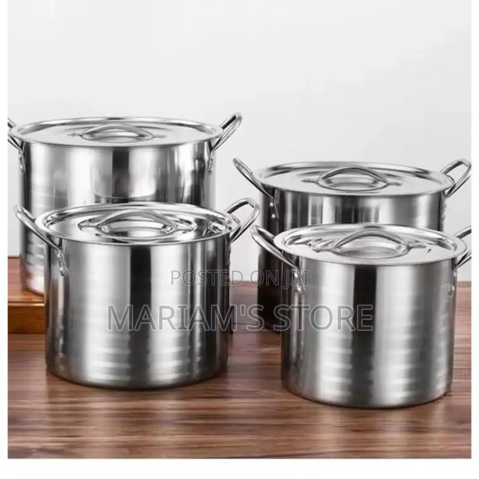 4 PCS Stainless Steel Heavy Duty Cooking Stock Pot Cookware Se.