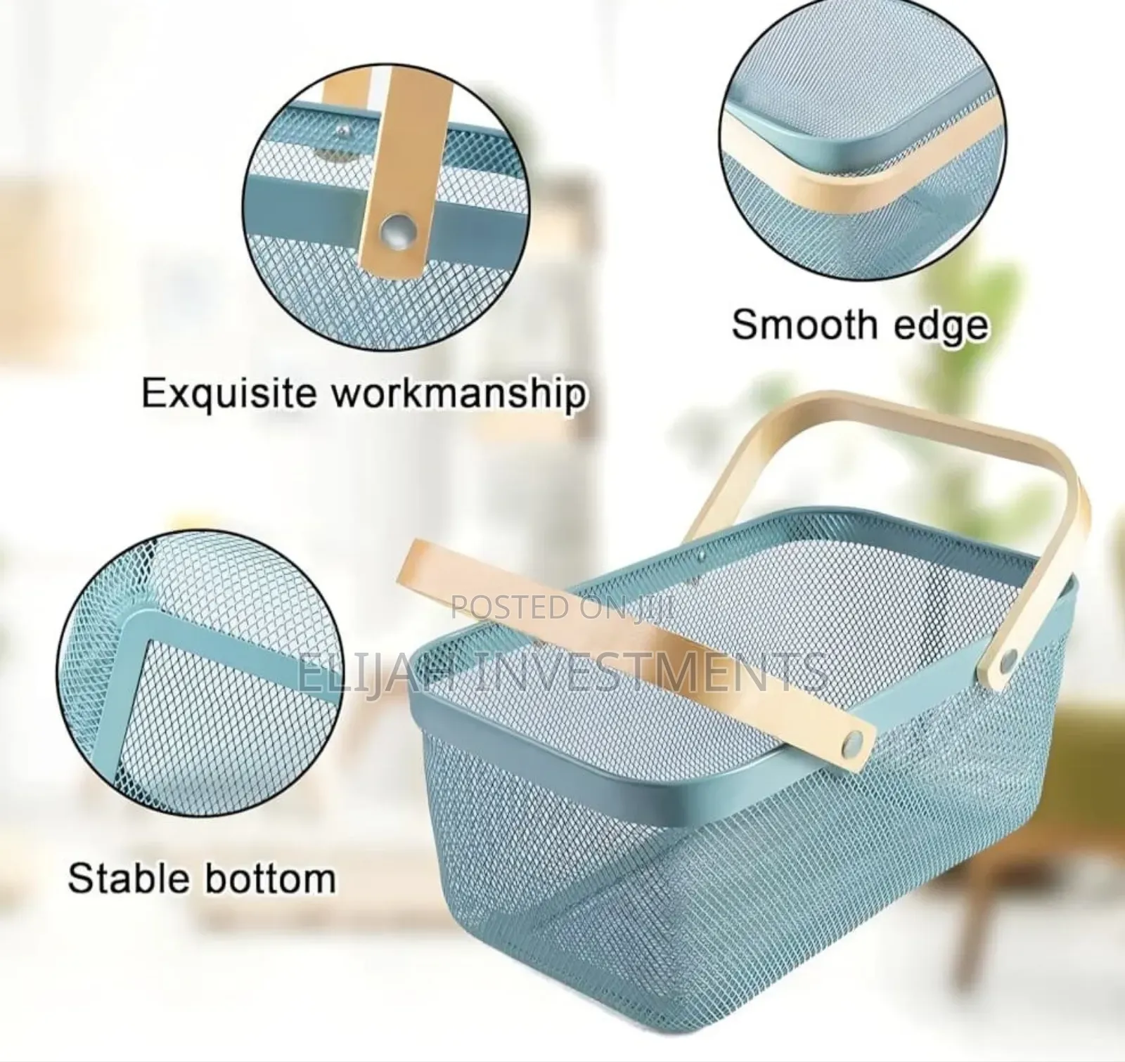 Multifunctional Metal Wire Basket for Kitchen Garden Picnic Cabinet