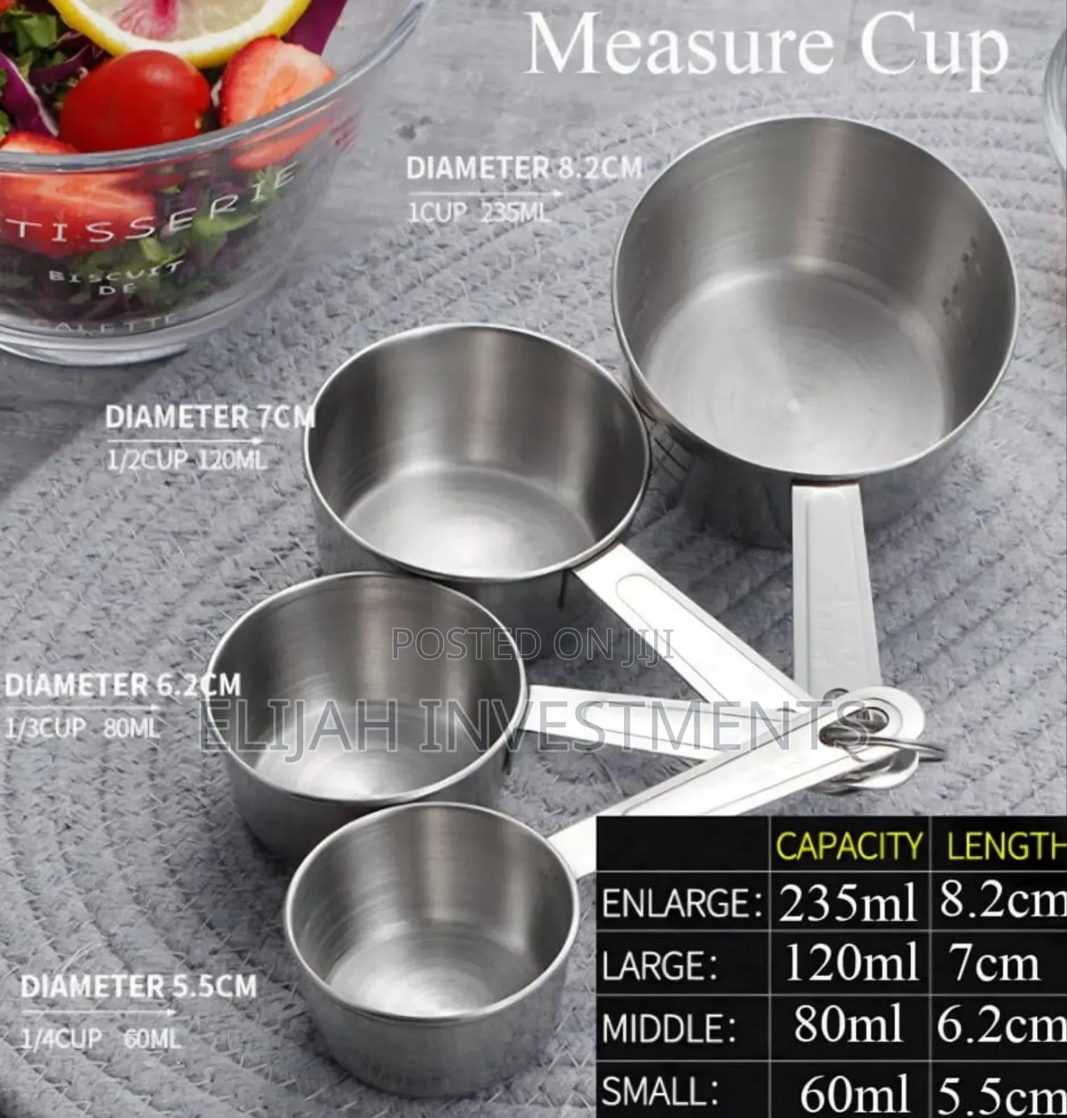 4pcs Stainless Steel Measuring Cups