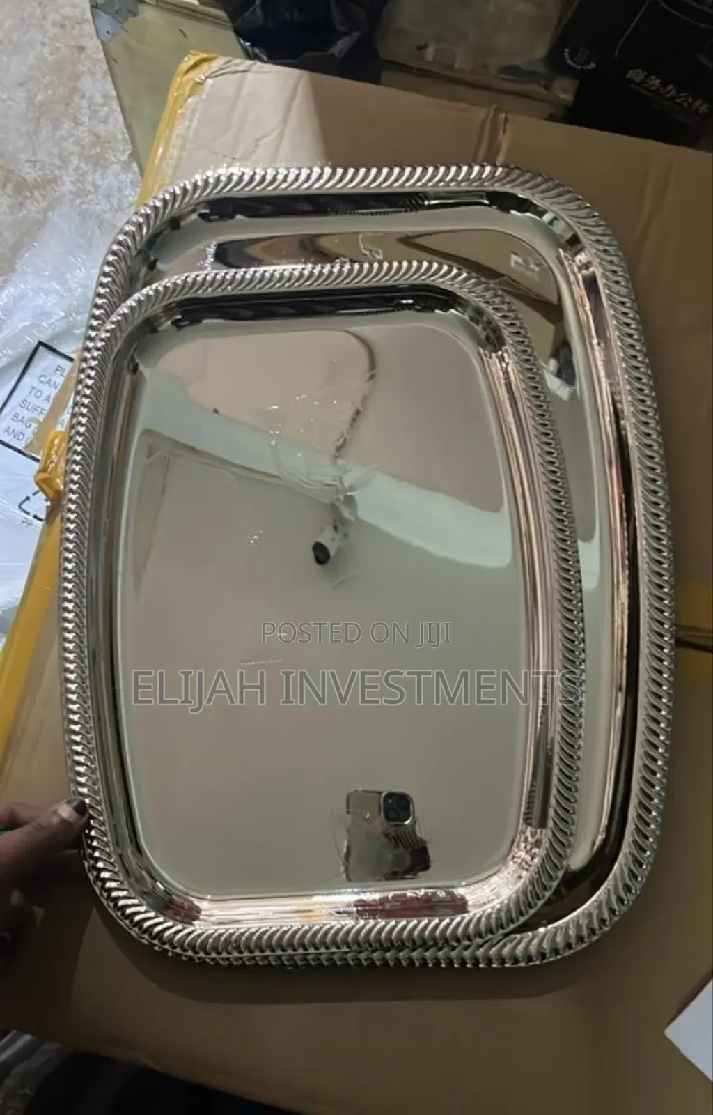 2pcs Stainless Steel or Silver-Plated Serving Trays