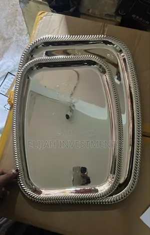 2pcs Stainless Steel or Silver-Plated Serving Trays