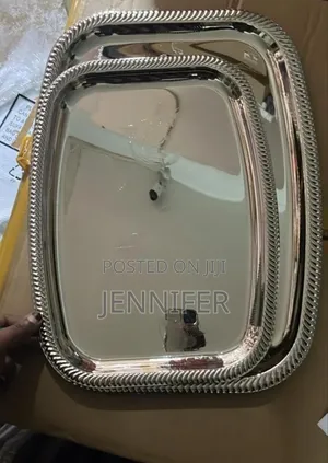2pcs Stainless Steel or Silver-Plated Serving Trays