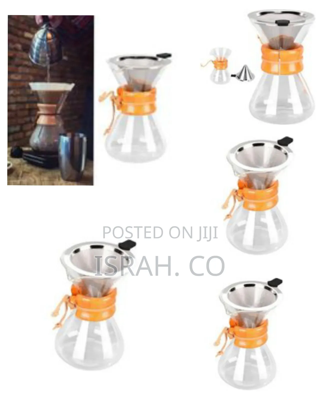 Elegant Glass Pour-Over Coffee Maker With Wooden Collar