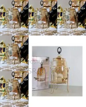 Elegant Glass Beverage Dispenser With Gold-Tone Stand