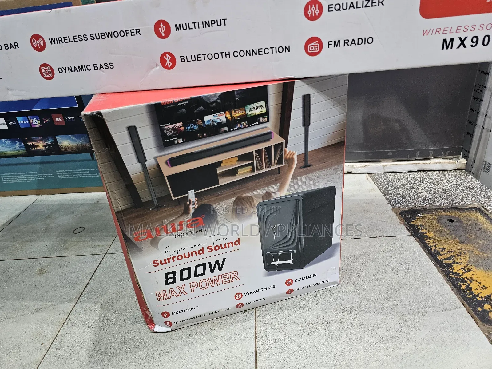 Aiwa Sound Bar 800 Watts 6.1 Channel Wireless Mx900
