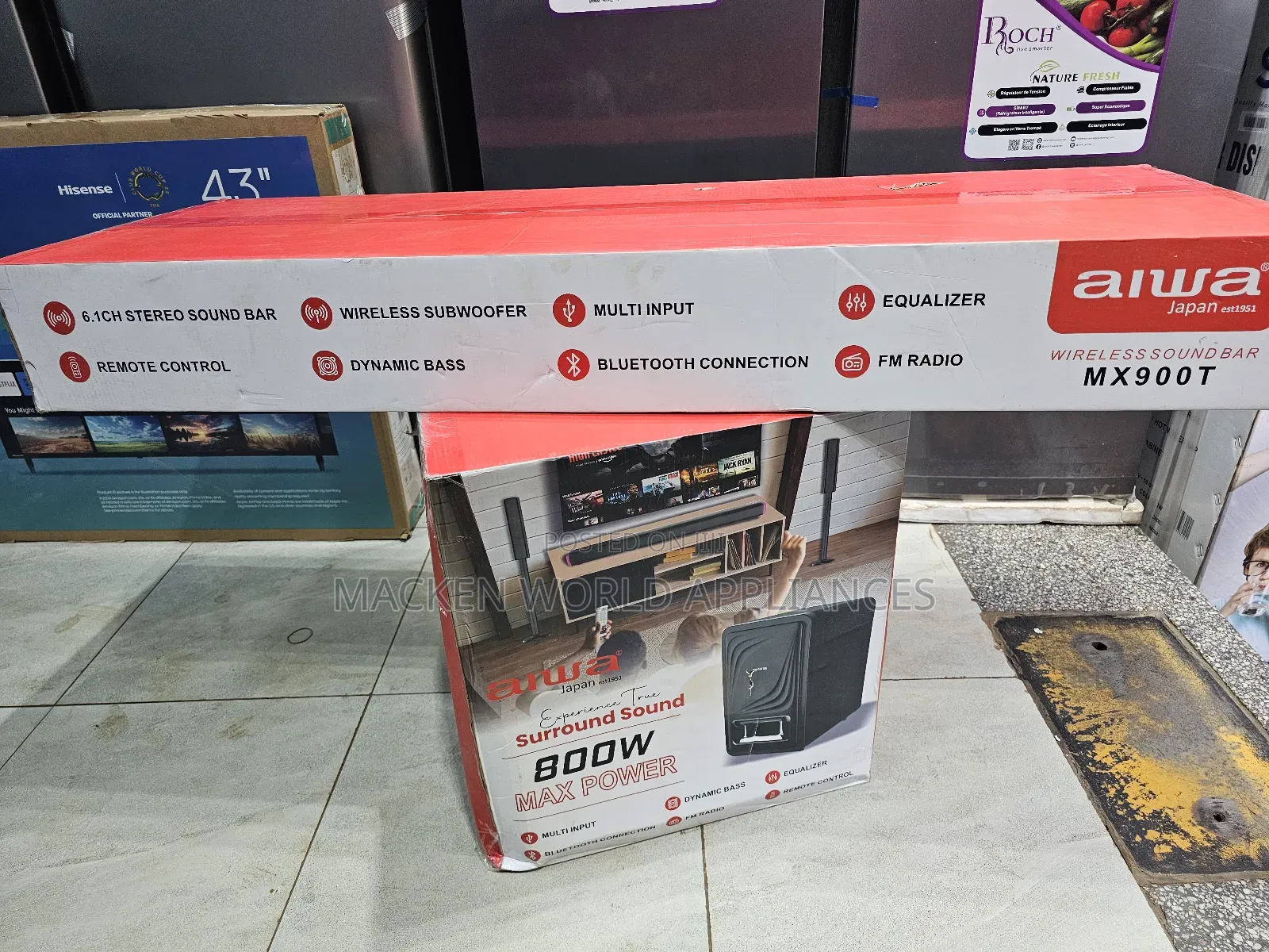 Aiwa Sound Bar 800 Watts 6.1 Channel Wireless Mx900