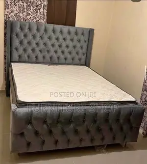 Gray Fabric Bed