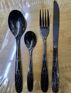 24pcs Black Stainless Steel Cutlery Set