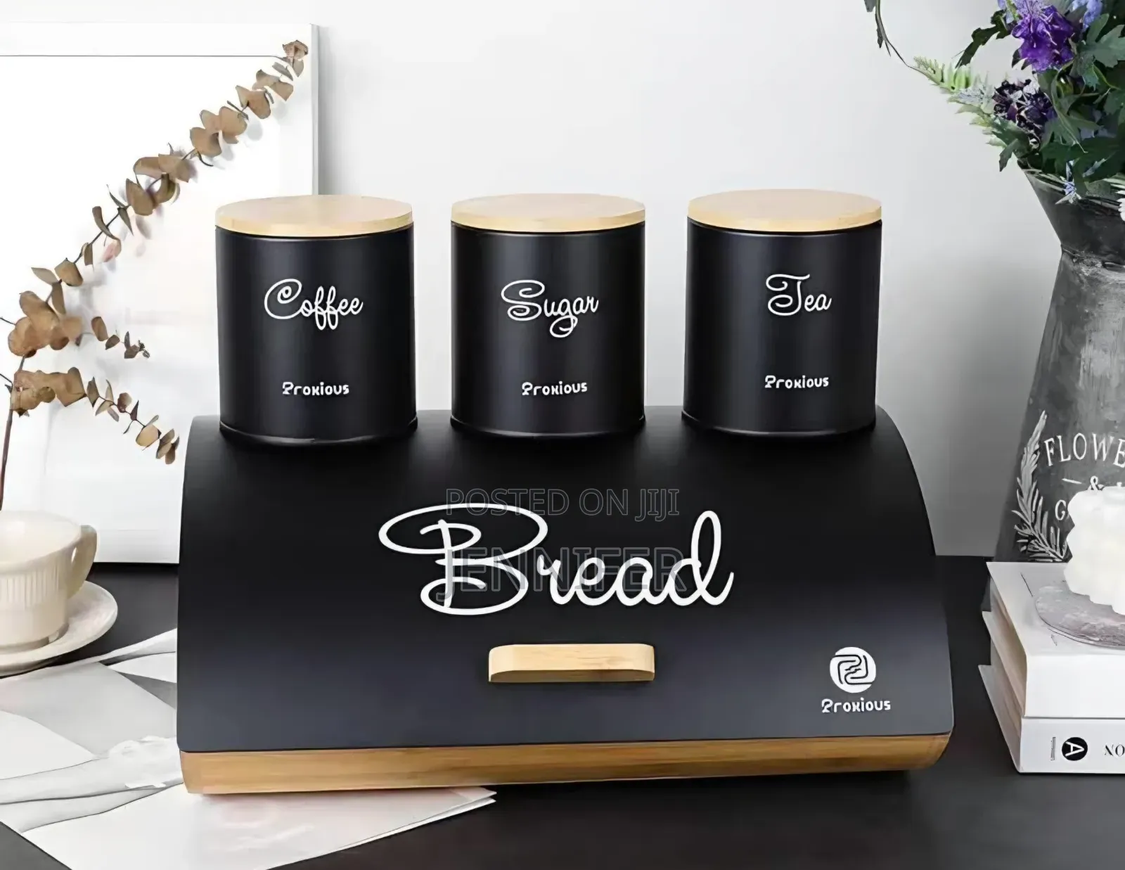 4pc Steel Bread Bin and Canister Set